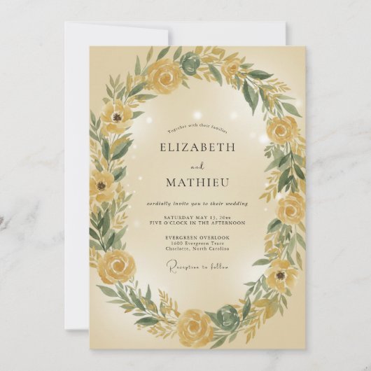Invitation Couronne de mariage Rose d'Or (Devant)