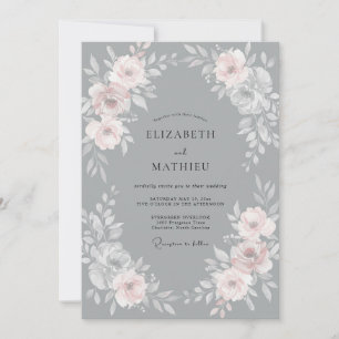 Invitation Couronne de mariage rose gris