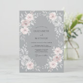 Invitation Couronne de mariage rose gris (Debout devant)