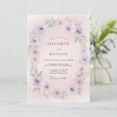 Invitation Couronne de mariage rose lavande (Debout devant)