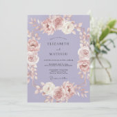 Invitation Couronne de mariage Rose Lavande (Debout devant)