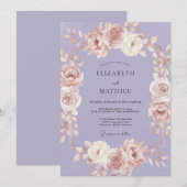 Invitation Couronne de mariage Rose Lavande (Devant / Derrière)