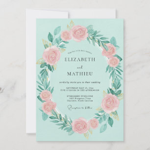 Invitation Couronne de mariage Rose Mousse de Mer