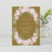 Invitation Couronne de mariage rose moutarde (Debout devant)