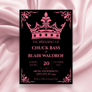 Invitation Couronne de mariage rose noir 