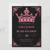 Invitation Couronne de mariage rose noir (Devant)