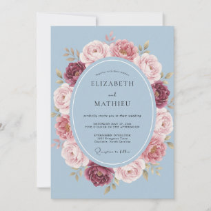 Invitation Couronne de mariage Rose Pervenche