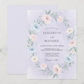 Invitation Couronne de mariage rose pétale de pervenche (Devant / Derrière)