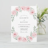 Invitation Couronne de mariage rose poudrée (Debout devant)