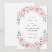 Invitation Couronne de mariage rose poudrée (Devant / Derrière)