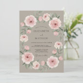 Invitation Couronne de mariage rose poussiéreuse (Debout devant)