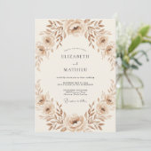 Invitation Couronne de mariage Rose Sépia (Debout devant)