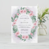 Invitation Couronne de mariage rose tendre (Debout devant)