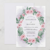 Invitation Couronne de mariage rose tendre (Devant / Derrière)