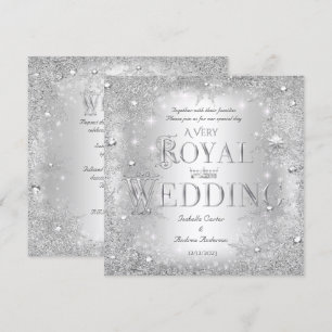 Invitation Couronne de mariage royale Silver Winter Wonderlan