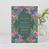 Invitation Couronne de mariage Rubis Émeraude (Debout devant)