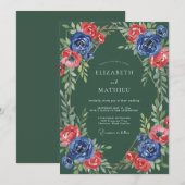 Invitation Couronne de mariage Rubis Émeraude (Devant / Derrière)