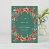 Invitation Couronne de mariage Rust Seafoam (Debout devant)