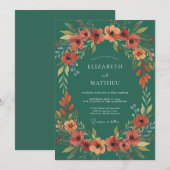Invitation Couronne de mariage Rust Seafoam (Devant / Derrière)