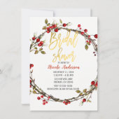 Invitation Couronne de mariage rustique à la baie de canneber (Devant)