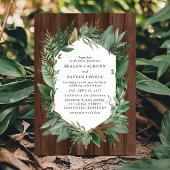 Invitation Couronne de mariage rustique de verdure et de bois