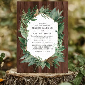 Invitation Couronne de mariage rustique de verdure et de bois