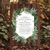 Invitation Couronne de mariage rustique de verdure et de bois