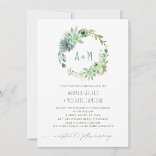 Invitation Couronne de mariage rustique succulentes cactus aq
