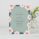 Invitation Couronne de mariage Sage Indigo (Debout devant)