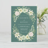 Invitation Couronne de mariage sarcelle profonde (Debout devant)