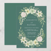 Invitation Couronne de mariage sarcelle profonde (Devant / Derrière)