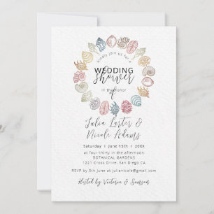 Invitation Couronne de mariage simple avec coquillages de pla