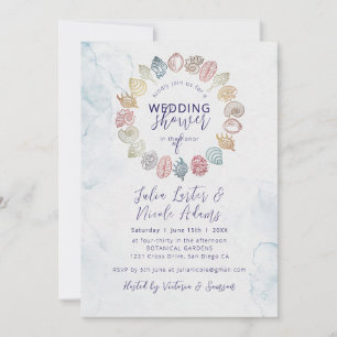 Invitation Couronne de mariage simple plage océan coquillage
