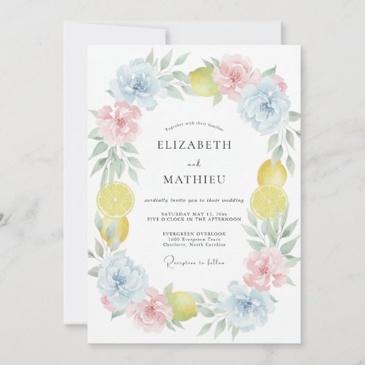 Invitation Couronne de mariage Sky Lemon (Devant)