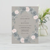 Invitation Couronne de mariage Slate Blush (Debout devant)