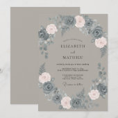 Invitation Couronne de mariage Slate Blush (Devant / Derrière)