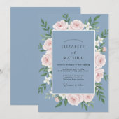 Invitation Couronne de mariage Slate Soft Blush (Devant / Derrière)