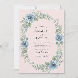 Invitation Couronne de mariage Steel Blush