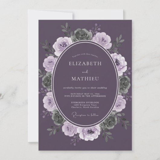 Invitation Couronne de mariage succulente plum (Devant)