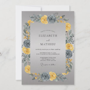 Invitation Couronne de mariage sur ardoise jaune
