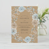 Invitation Couronne de mariage Tan Azure (Debout devant)