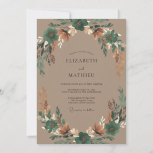 Invitation Couronne de mariage Taupe Cuivre