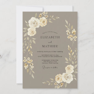 Invitation Couronne de mariage Taupe Golden Champagne