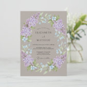 Invitation Couronne de mariage Taupe Lilas (Debout devant)