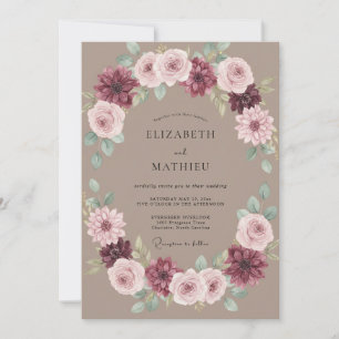 Invitation Couronne de mariage Taupe Mauve