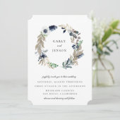 Invitation Couronne de mariage Taupe + Navy (Debout devant)