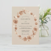 Invitation Couronne de mariage Taupe Or (Debout devant)
