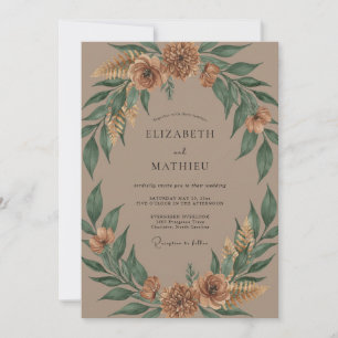 Invitation Couronne de mariage Taupe Rust