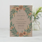 Invitation Couronne de mariage Taupe Rust (Debout devant)