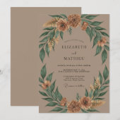 Invitation Couronne de mariage Taupe Rust (Devant / Derrière)